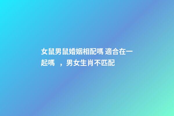 女鼠男鼠婚姻相配嗎 適合在一起嗎，男女生肖不匹配